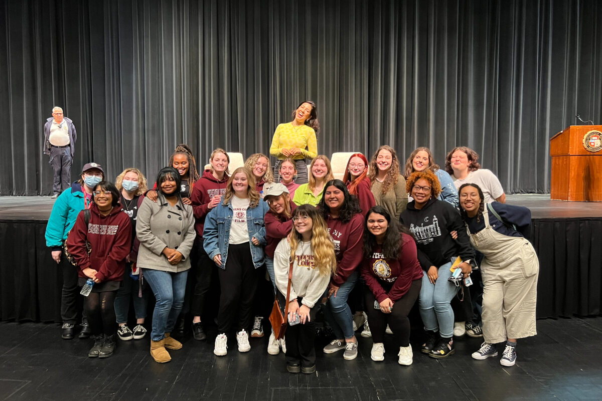 Stephens Alum Stephanie Beatriz meets students during a presentation she gave.