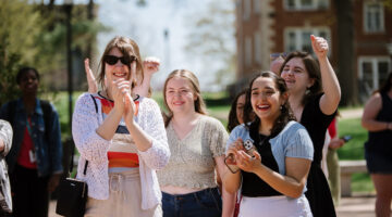 Group of students cheering