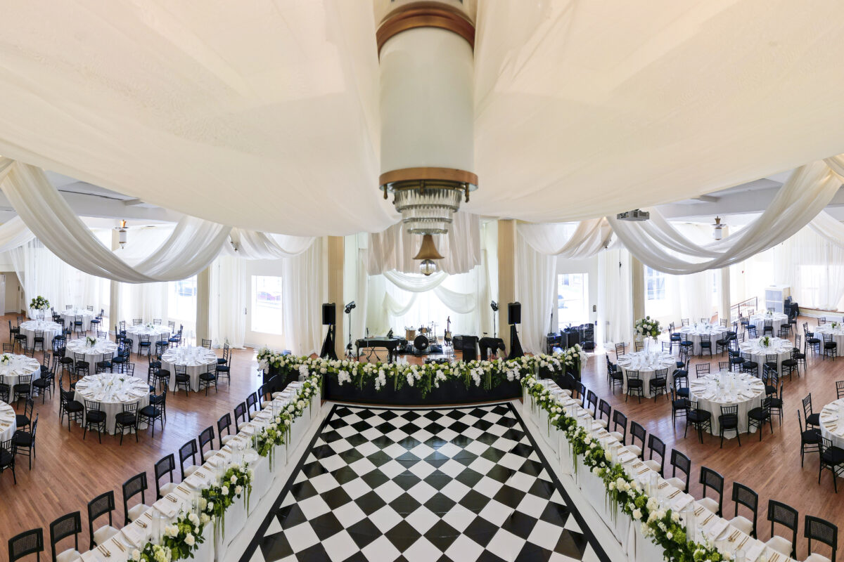 Panoramic view of the entire set up in Kimball Ballroom