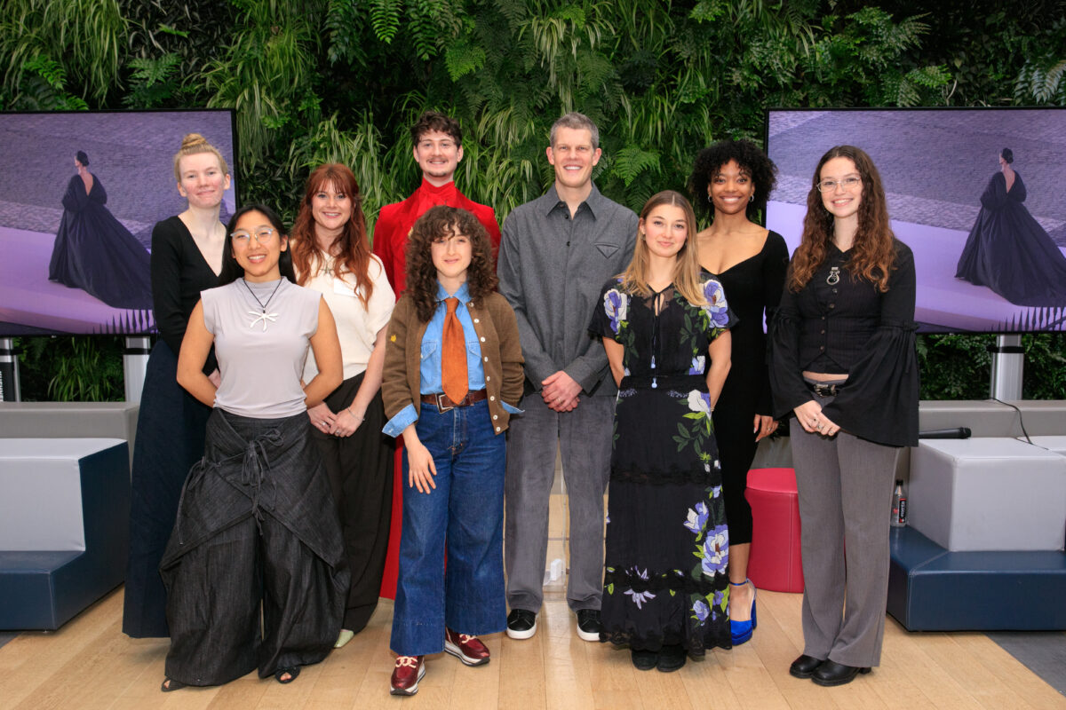 All eight emerging designers chosen to present their collections posing with Wes Gordon.